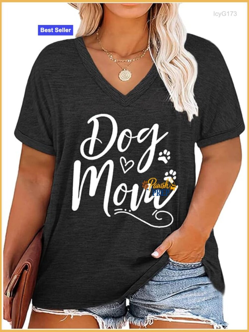 Plus Size Dog Mom Graphic Tee V-Neck Short Sleeve T-Shirt Casual Top